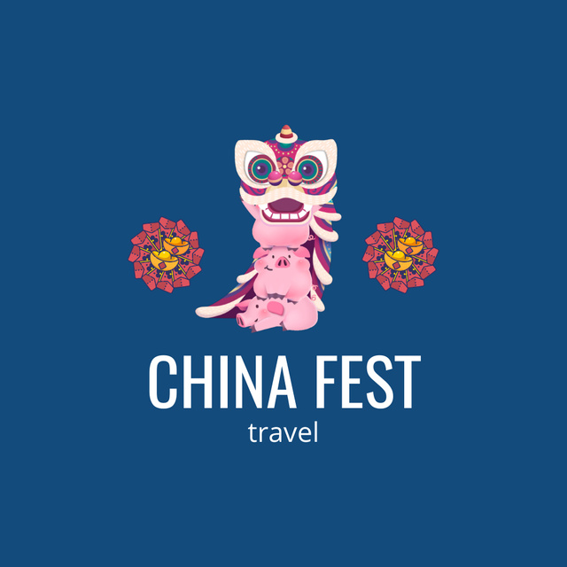 Travel to China Fest Animated Logoデザインテンプレート