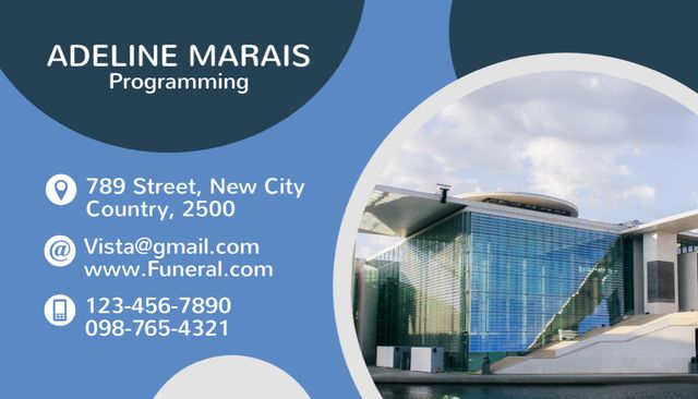 Programmer Services Promo In Blue Business Card US Πρότυπο σχεδίασης