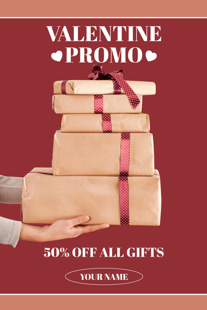 Plantilla de diseño de Valentine's Day Promo with Gift Boxes Pinterest 
