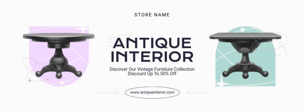 Plantilla de diseño de Antique Interior With Furniture Pieces At Discounted Rates Offer Facebook cover 