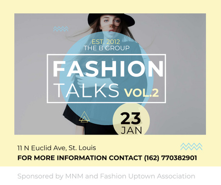 Fashion talks announcement with Stylish Woman Facebook Design Template