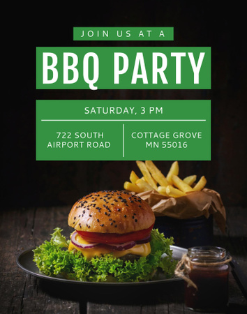 BBQ Party Invitation Grilled Chicken Poster 22x28in Design Template