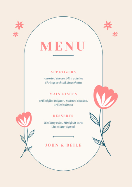 Simple Peach Wedding Menu – шаблон для дизайна