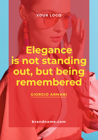 Quote about Elegance with Young Attractive Woman Poster Modelo de Design