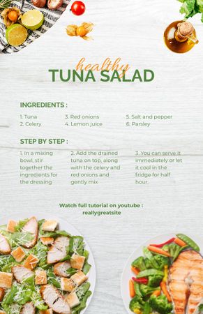 Plantilla de diseño de healthy tuna salad - dwiki Recipe Card 