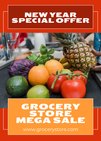 Platilla de diseño Ripe Fruits And Vegetables Sale Offer In Supermarket Flayer