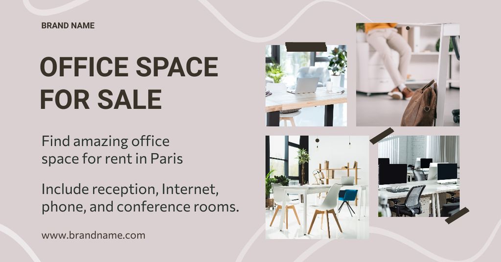Template di design Office Space For Sale In Paris Facebook AD