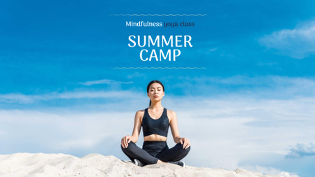 Woman practicing Yoga on Hill FB event cover Design Template