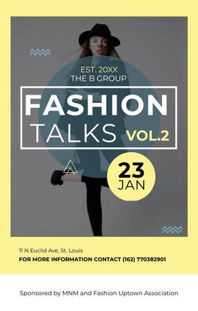 Fashion talks announcement with Stylish Woman Invitation 4.6x7.2in Design Template