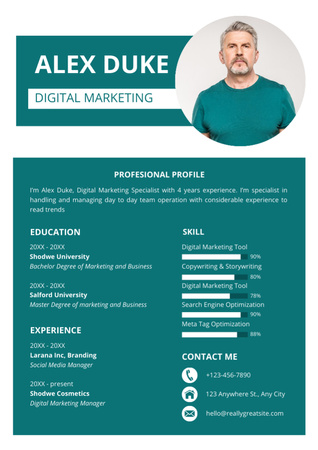 Digital Marketing Specialist Skills And Experience Resume Design Template