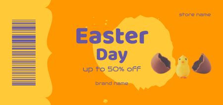 Easter Holiday Discount with Cute Chick Coupon Din Large Design Template