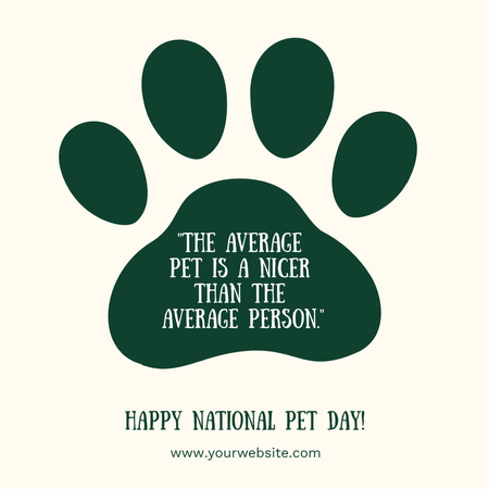 National Pet Day with Cute Dog Paw Instagram tervezősablon