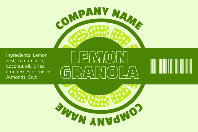 Exquisite Granola With Lemons And Almonds Label Πρότυπο σχεδίασης