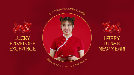 Lucky Envelope And Lunar New Year Congrats Full HD video Design Template