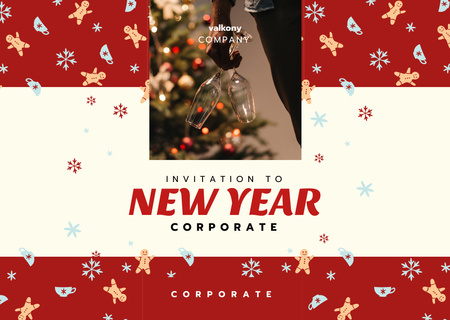 New Year Corporate Party Invitation Flyer A6 Horizontal Design Template