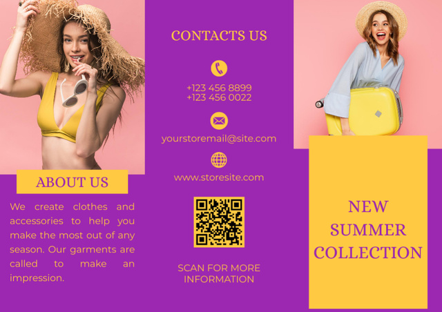 Template di design Summer Collection Offer with Attractive Women Brochure