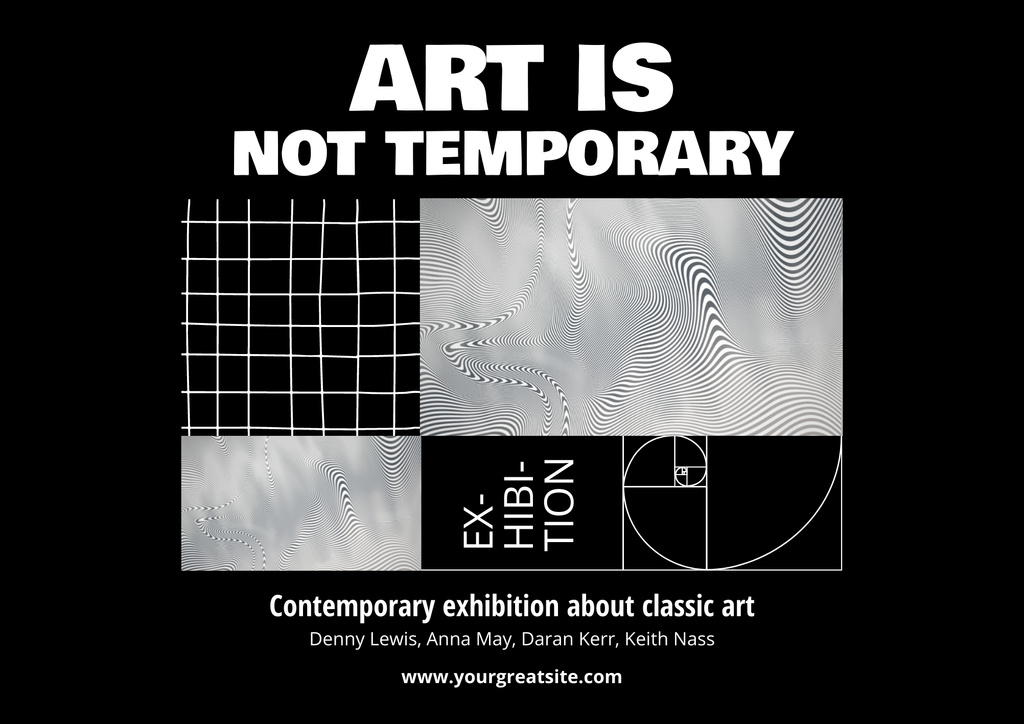 Art Exhibition Announcement with Dark Textures Poster B2 Horizontal Design Template