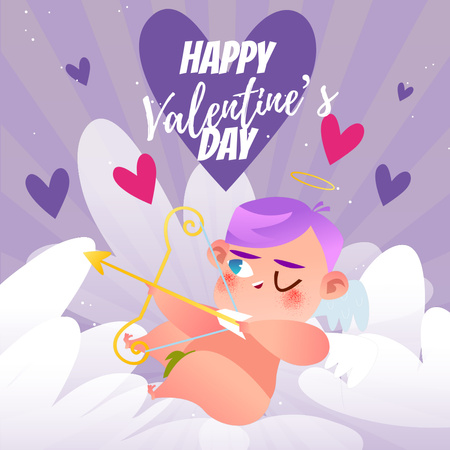 Plantilla de diseño de Cupido de San Valentín en púrpura Instagram AD 