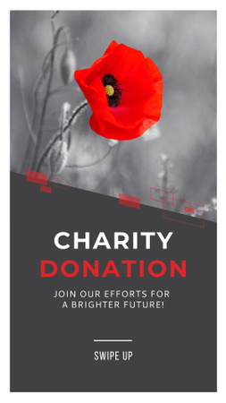 Charity Ad with Red Poppy Illustration Instagram Story Modelo de Design