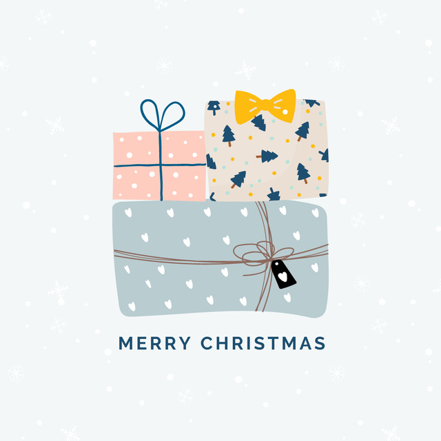 Christmas Greeting with Cute Gifts Instagramデザインテンプレート