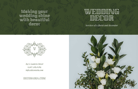 Wedding Decor Ad with Bouquet of Fresh Flowers Brochure 11x17in Bi-fold Šablona návrhu