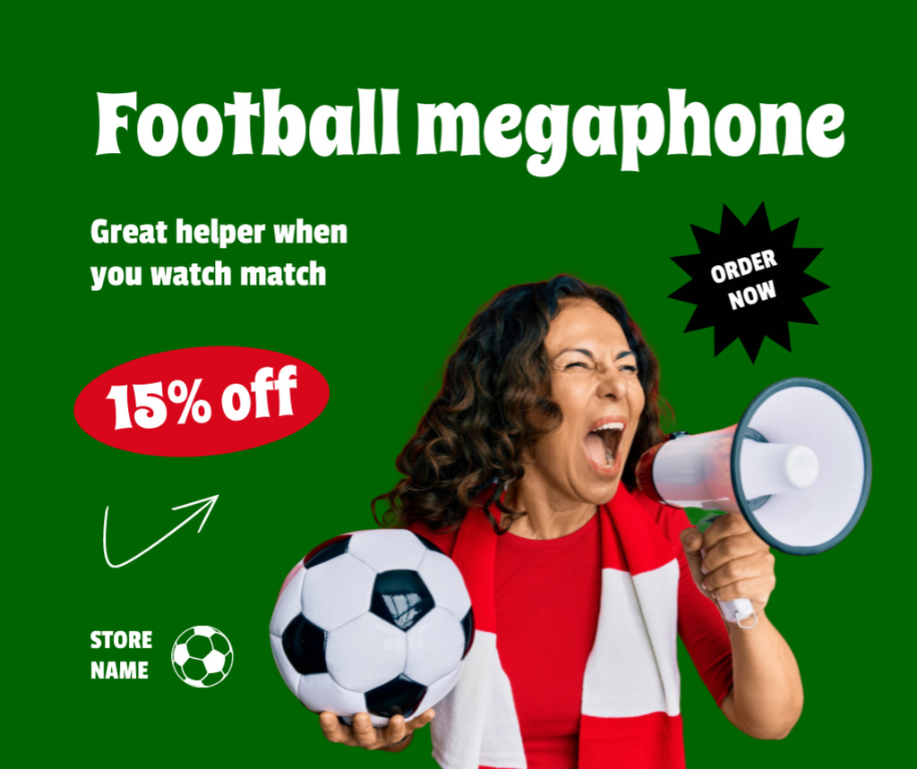 Designvorlage Football Megaphone Sale Offer für Facebook