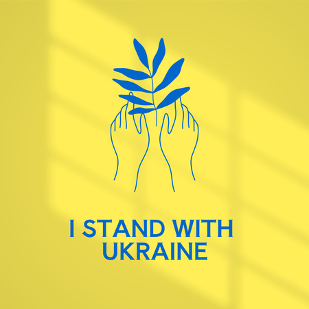 Stůjte s Ukrajinou ve žlutém Logo Šablona návrhu