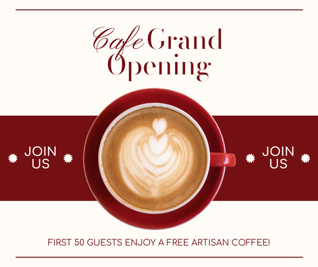 Ontwerpsjabloon van Facebook van Cafe Grand Opening Event With Lovely Cappuccino