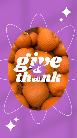 Thanksgiving Holiday Greeting with Ripe Pumpkins Instagram Story Design Template