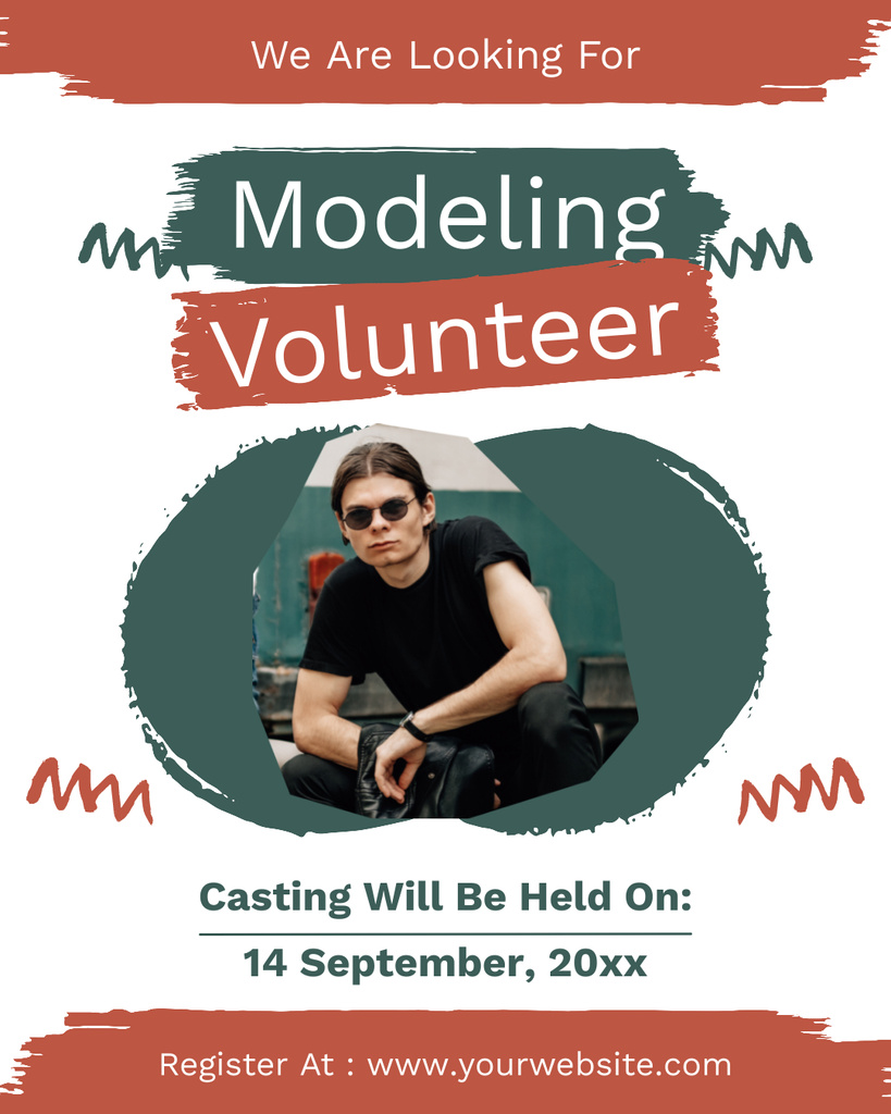 Template di design Model Casting with Guy in Sunglasses Instagram Post Vertical