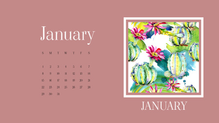 Krásné květinové malby Calendar Šablona návrhu