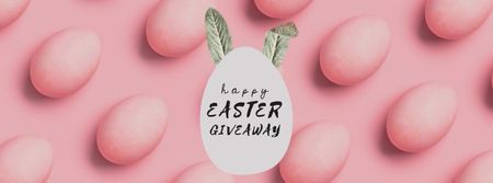 Easter eggs with bunny ears in pink Facebook Video cover Design Template