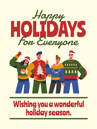 Template di design Auguri di Natale e Felice Anno Nuovo con illustrazione Poster US