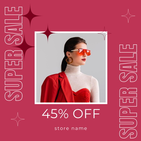Designvorlage Super Sale von stylischen Sonnenbrillen für Instagram