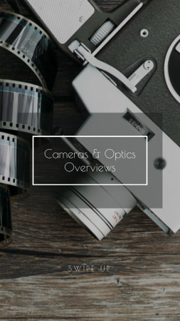 Câmeras de filme vintage na placa de madeira Instagram Story Modelo de Design