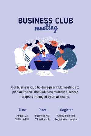 Business Club Meeting with Team of Workers Flyer 4x6in Design Template