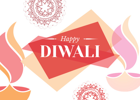 Diwali Greeting With Colorful Patterns Postcard 5x7in Design Template