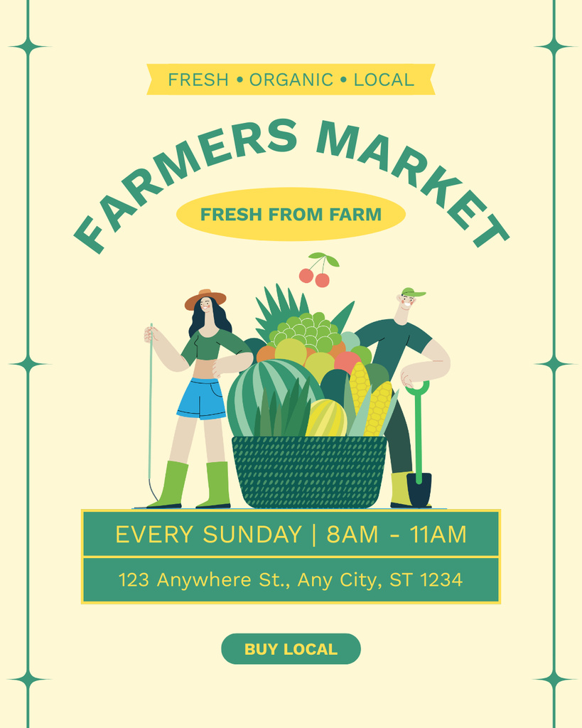 Template di design Sale of Fresh Food from Farm at Market Instagram Post Vertical