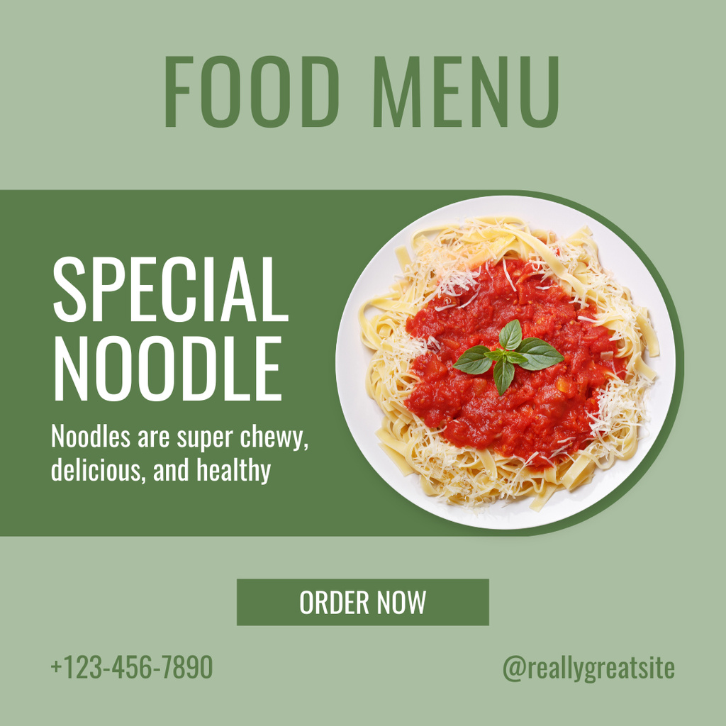Special Noodle Offer on Green Instagram Tasarım Şablonu