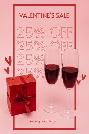 Wine Discount Offer for Valentine's Day Pinterest Design Template