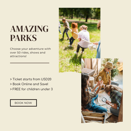 Ontwerpsjabloon van Instagram van Holiday offer in Amazing Park for Children