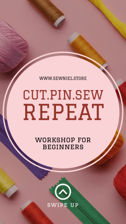 Designvorlage Sewing Workshop Offer for Beginners für Instagram Story
