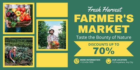 Fresh Harvest at Farmers' Market Twitter Design Template