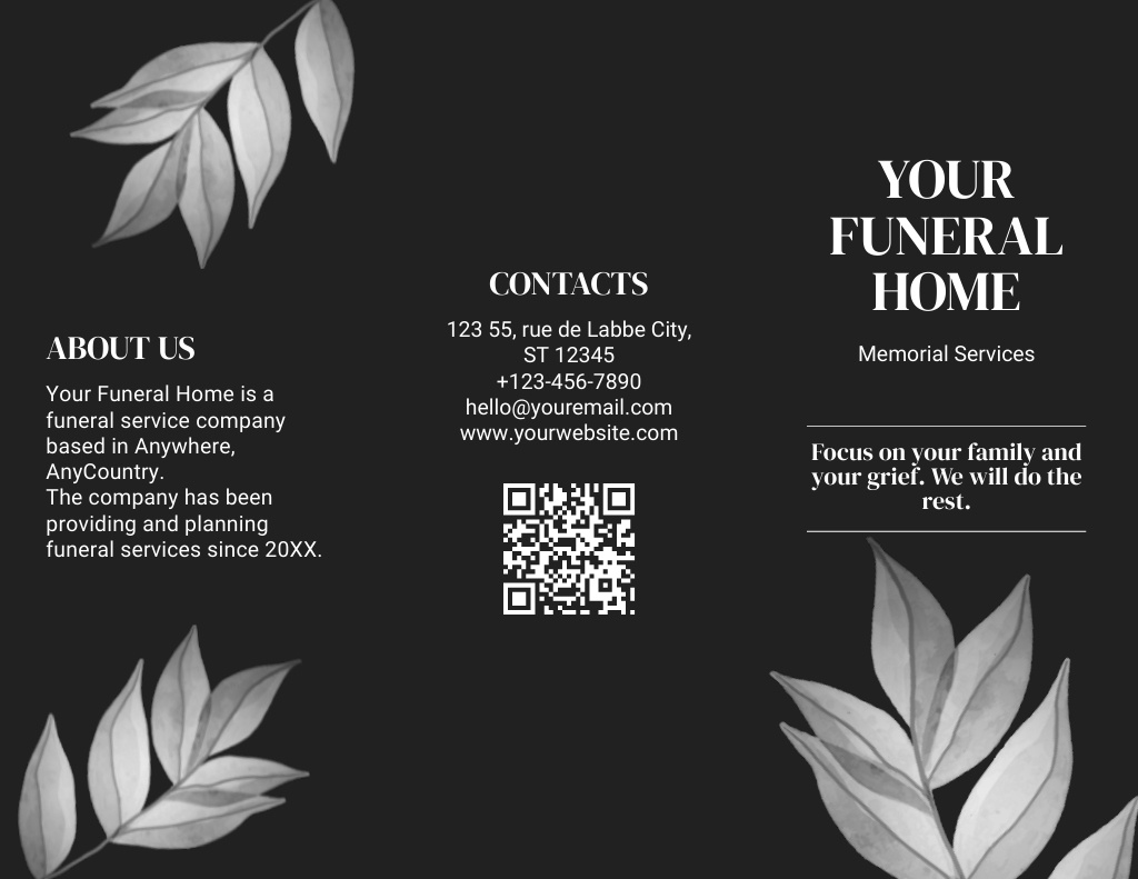 Funeral and Memorial Services Ad Brochure 8.5x11in – шаблон для дизайну