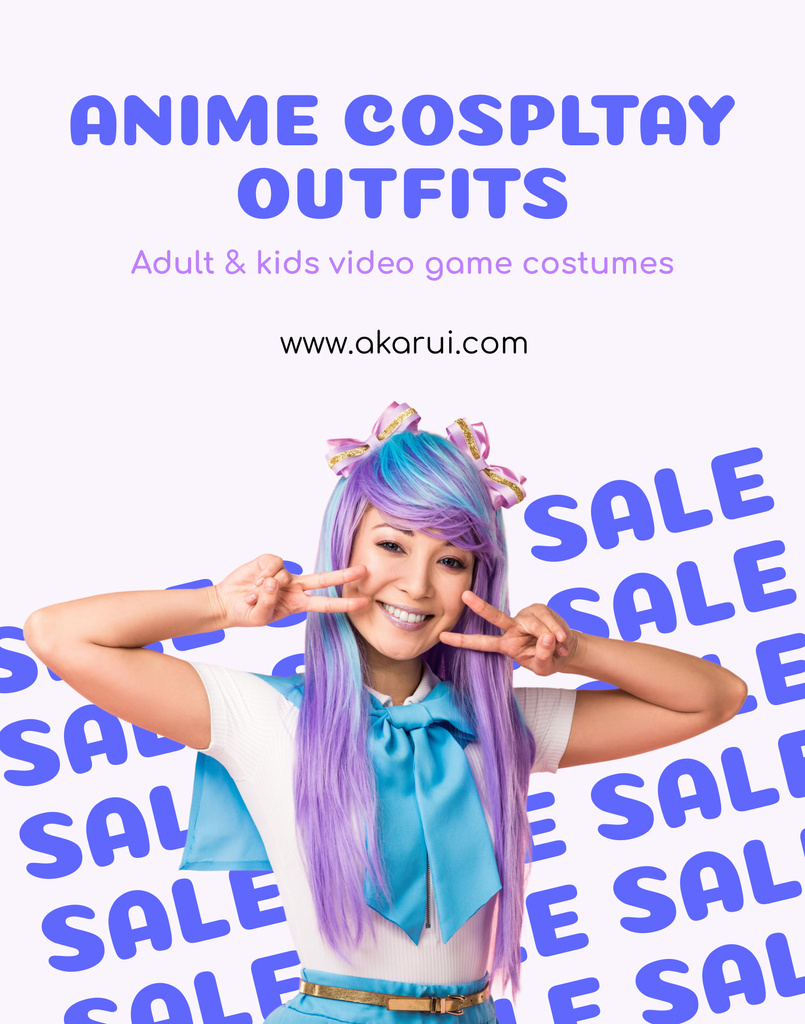 Young Asian Lady in Anime Cosplay Outfit Poster 22x28in Design Template