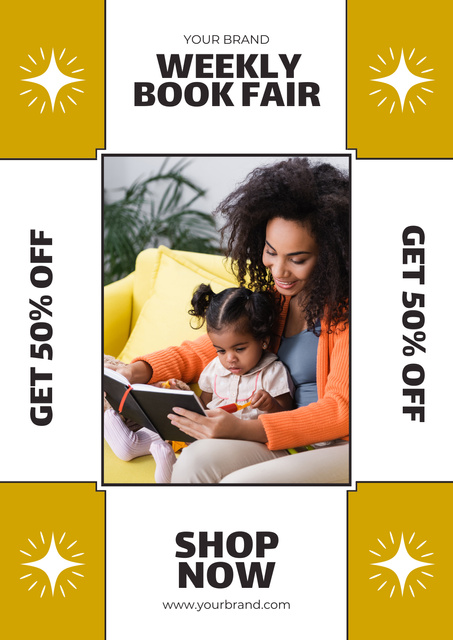 Weekly Book Fair for Kids and Parents Poster Tasarım Şablonu