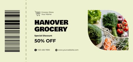 Grocery Store Ad with Set of Fresh Vegetables Coupon Din Large Design Template