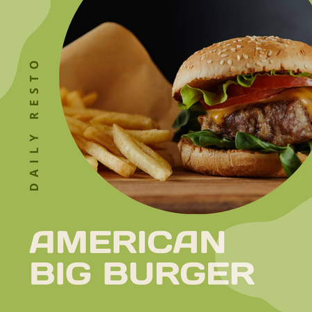 Special Offer of American Burger Instagram Design Template