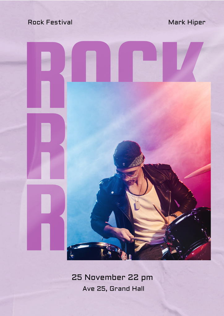 Plantilla de diseño de Rock Concert Announcement with Drummer Poster 