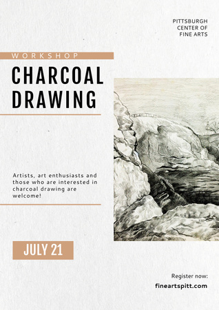 Modèle de visuel Charcoal Drawing with Horse illustration - Poster